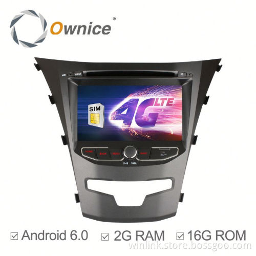 Ownice Android 6.0 Cortex A53 4core Car GPS stereo for ssangyong korando bulit in 4G LTE + 2G Ram